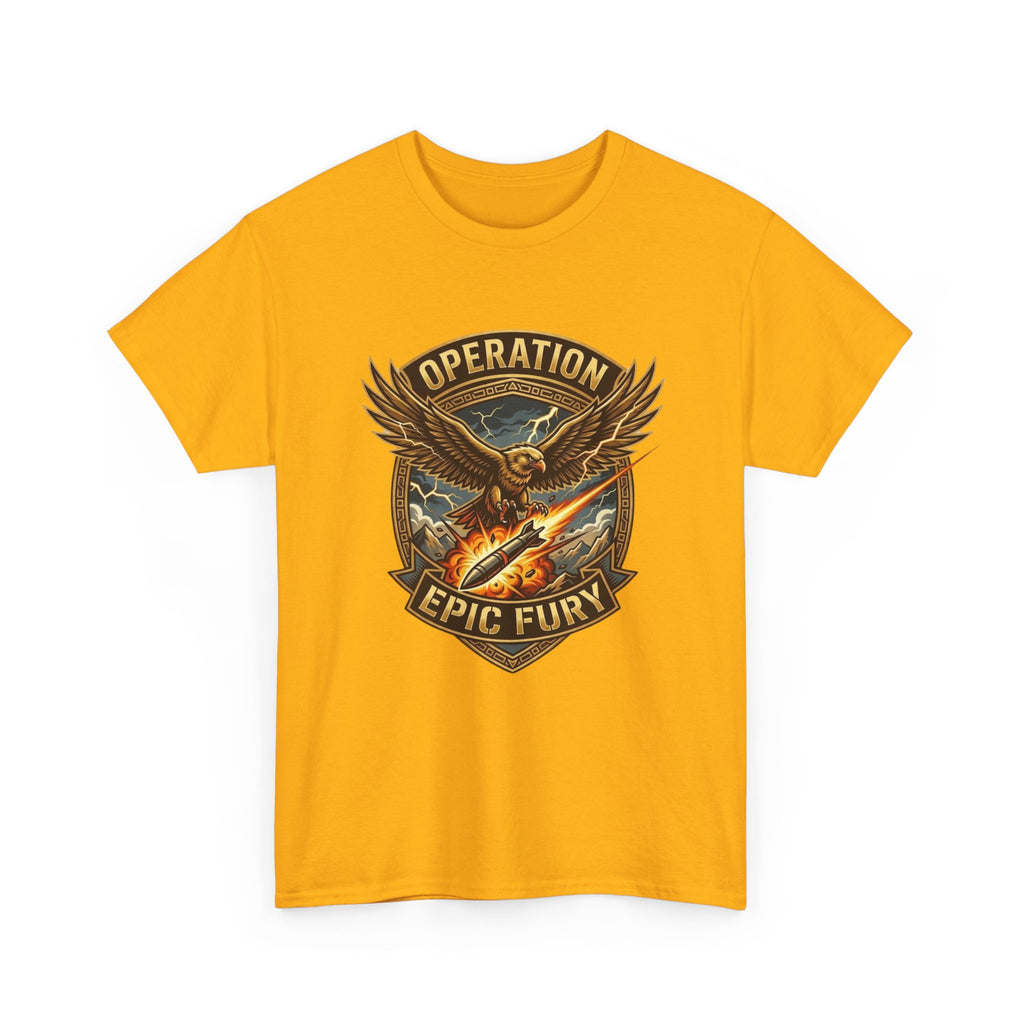 Operation Epic Fury T-Shirt — Vintage Eagle Military Patch Graphic Tee