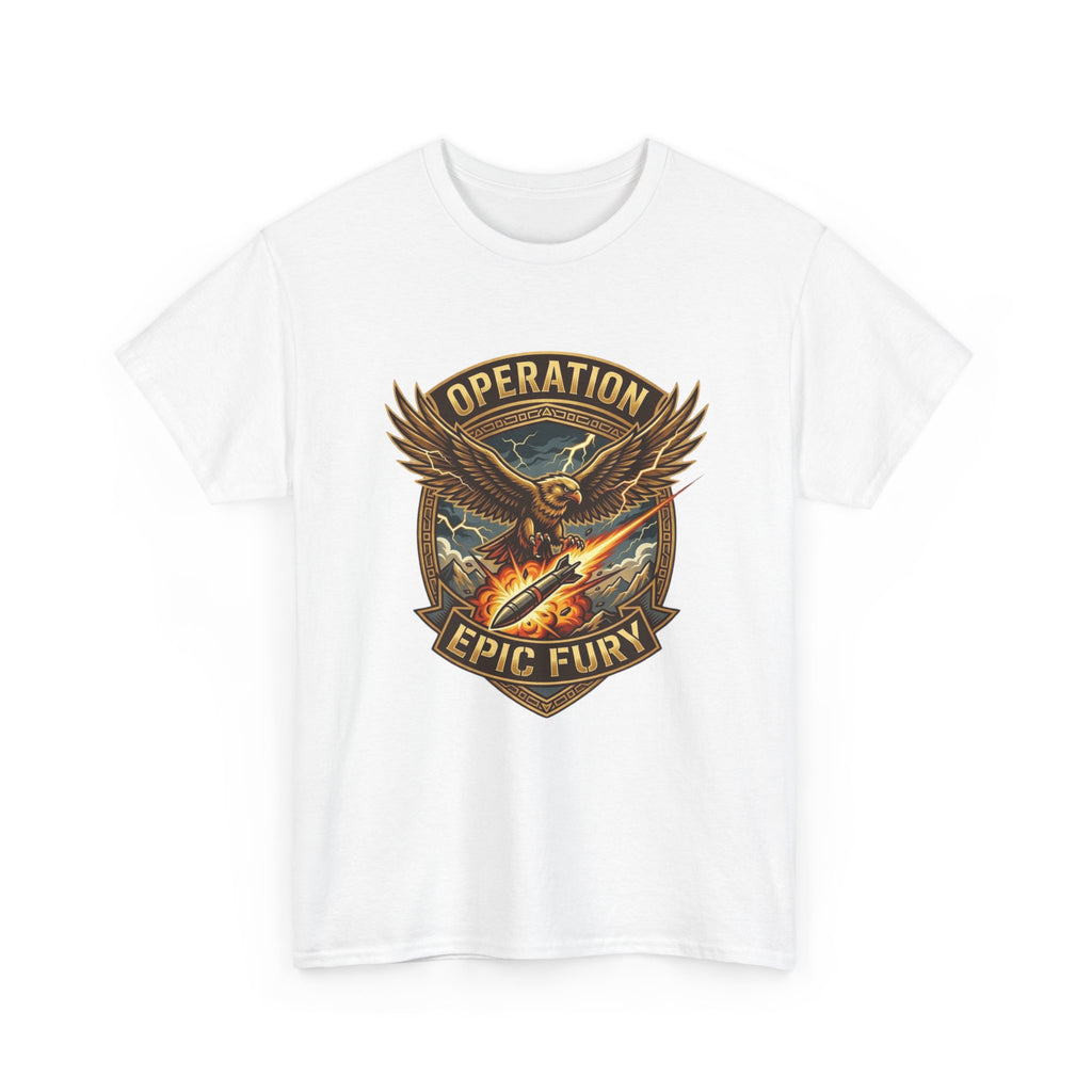 Operation Epic Fury T-Shirt — Vintage Eagle Military Patch Graphic Tee
