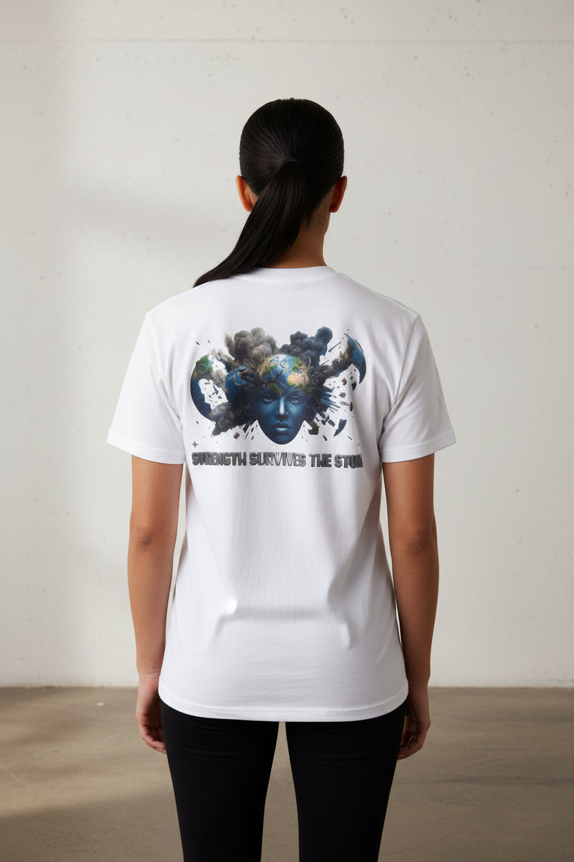 Strength survives the storm unisex Garment-Dyed T-shirt back design