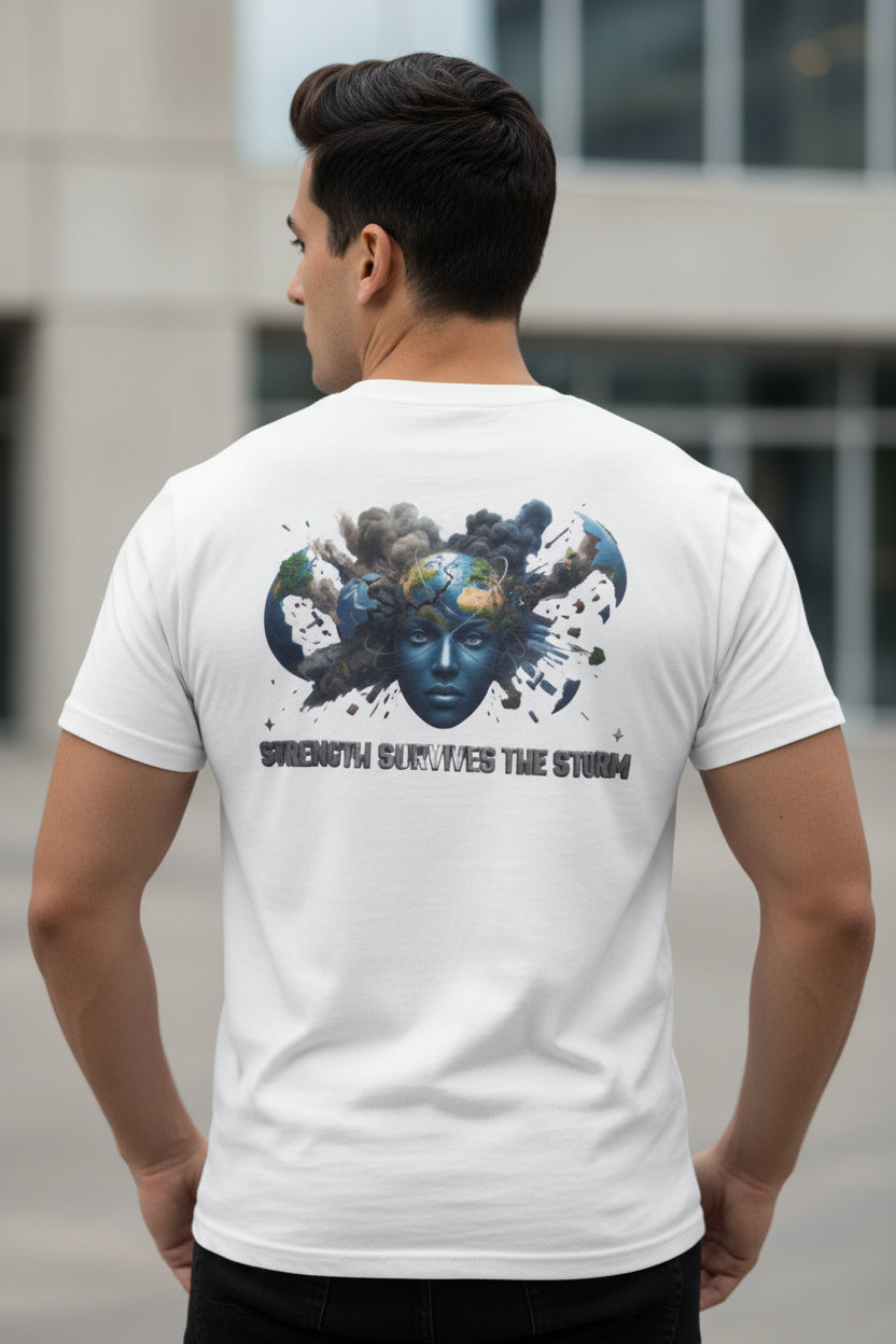 Strength survives the storm unisex Garment-Dyed T-shirt back design