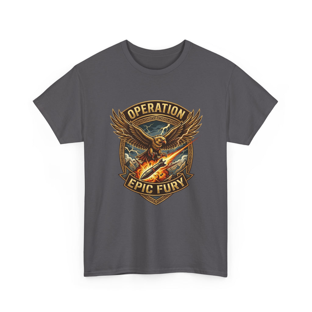 Operation Epic Fury T-Shirt — Vintage Eagle Military Patch Graphic Tee