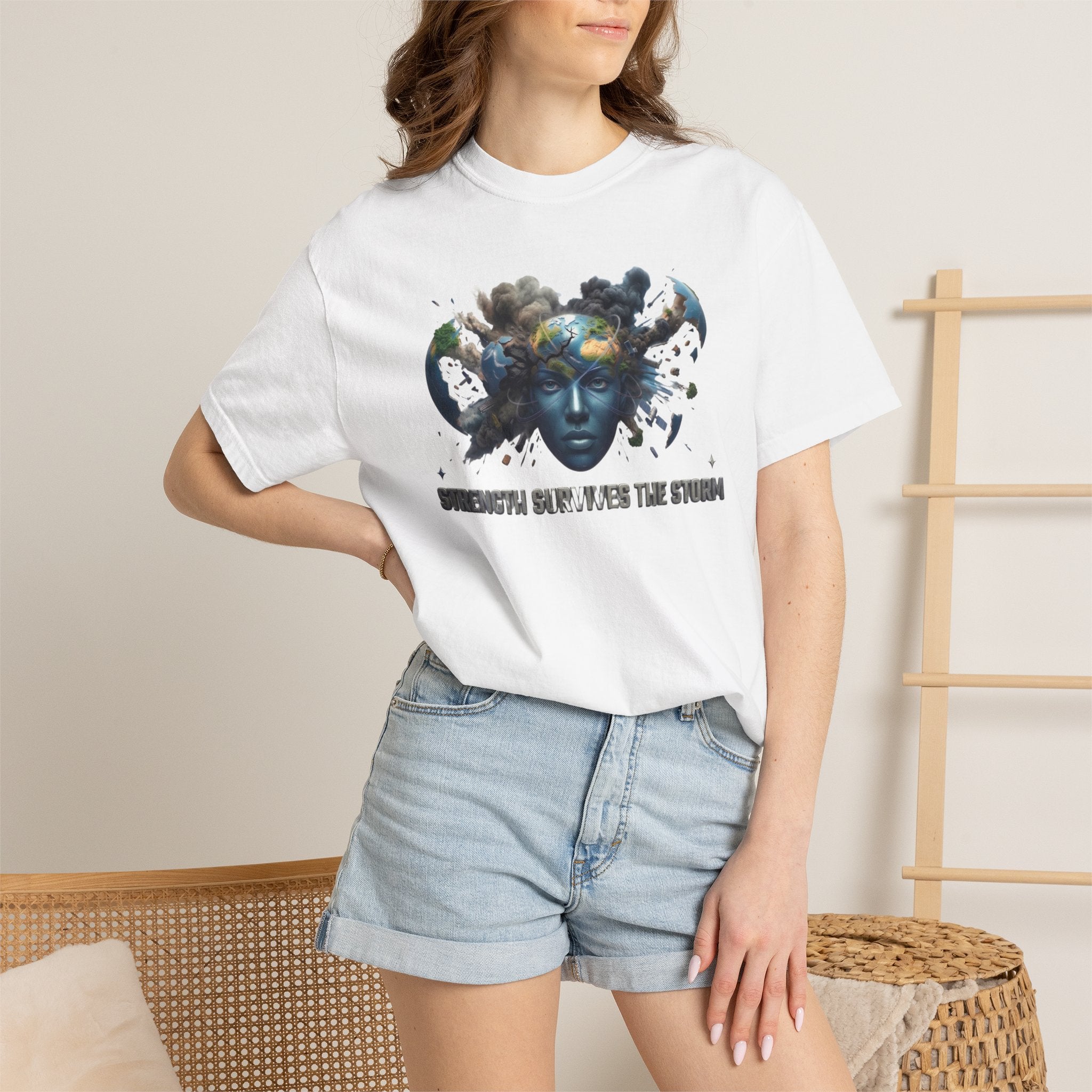 Strength survives the storm unisex Garment-Dyed T-shirt front design
