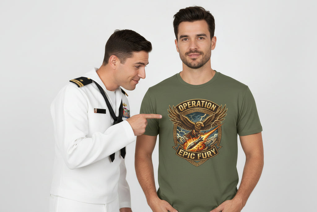 Operation Epic Fury T-Shirt — Vintage Eagle Military Patch Graphic Tee