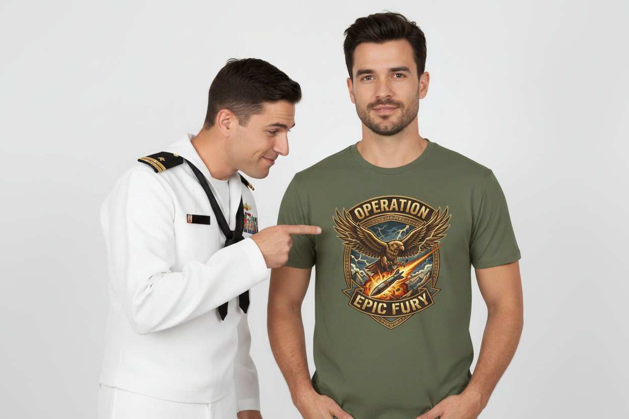 Operation Epic Fury T-Shirt — Vintage Eagle Military Patch Graphic Tee