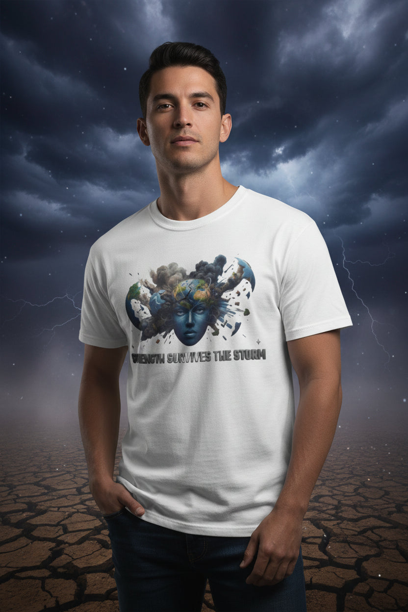 Strength survives the storm unisex Garment-Dyed T-shirt front design