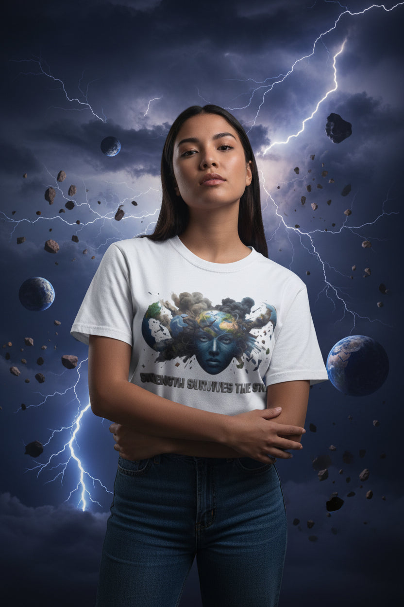 Strength survives the storm unisex Garment-Dyed T-shirt front design