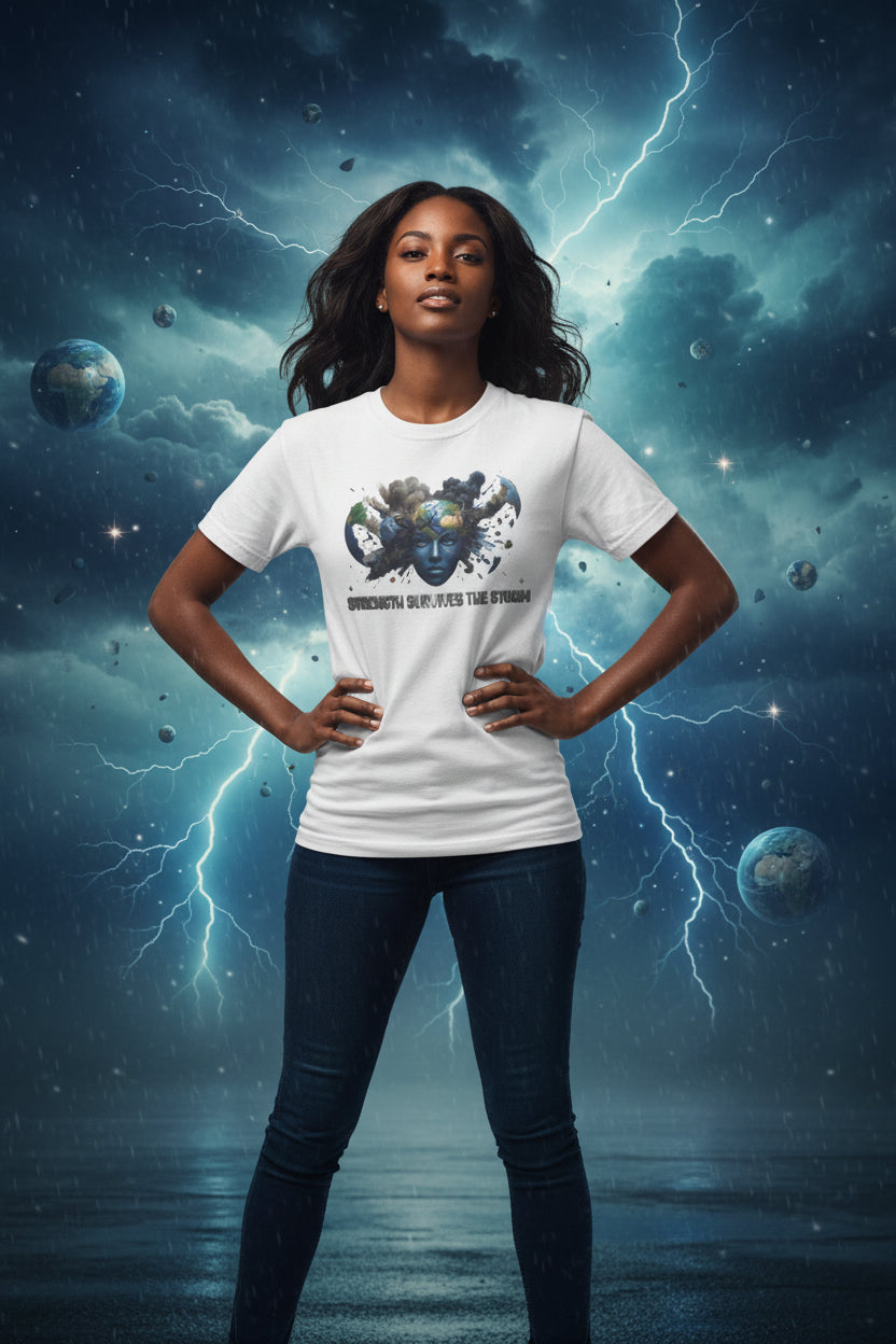 Strength survives the storm unisex Garment-Dyed T-shirt front design