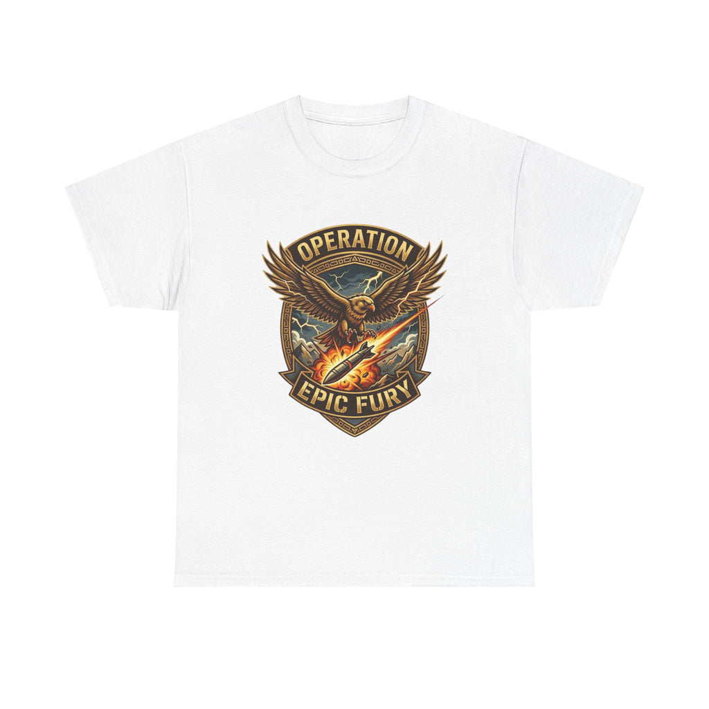 Operation Epic Fury T-Shirt — Vintage Eagle Military Patch Graphic Tee